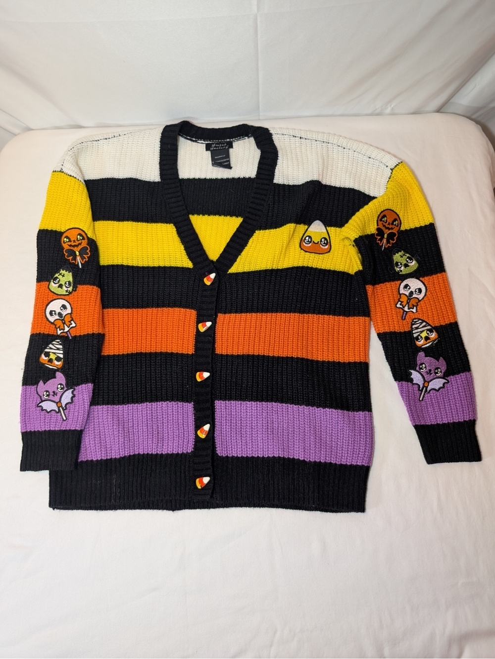 Hot Topic Rare Sweet Society Halloween Candy Stripe Cardigan Sweater Size Small